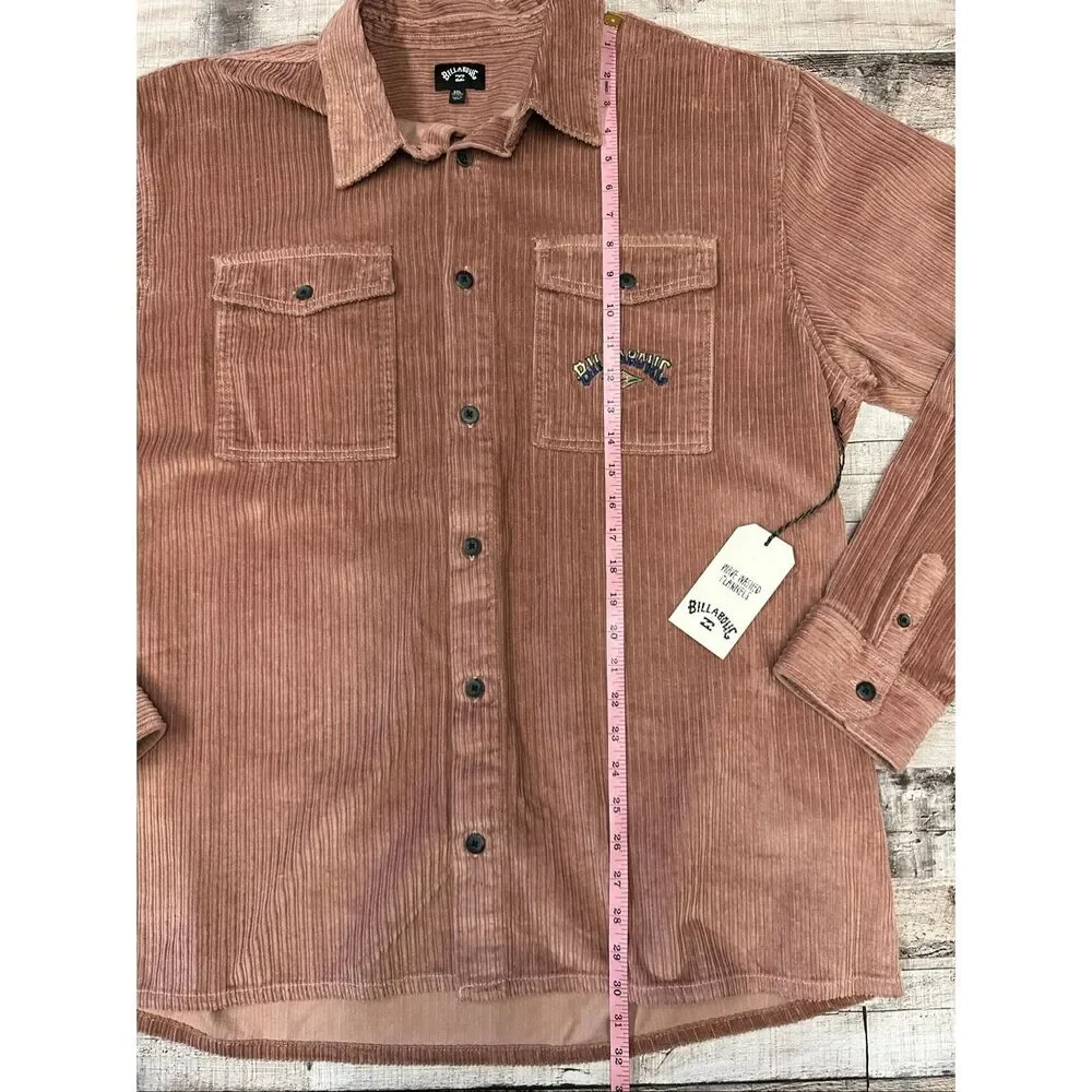 NWT Billabong Bong Days Corduroy Shirt Jacket Rosewood Button Up Surf Skate XXL